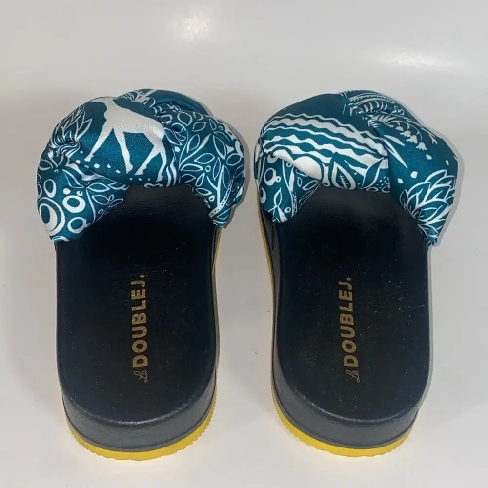 La Double J Treccia Slides Ionic in Twill